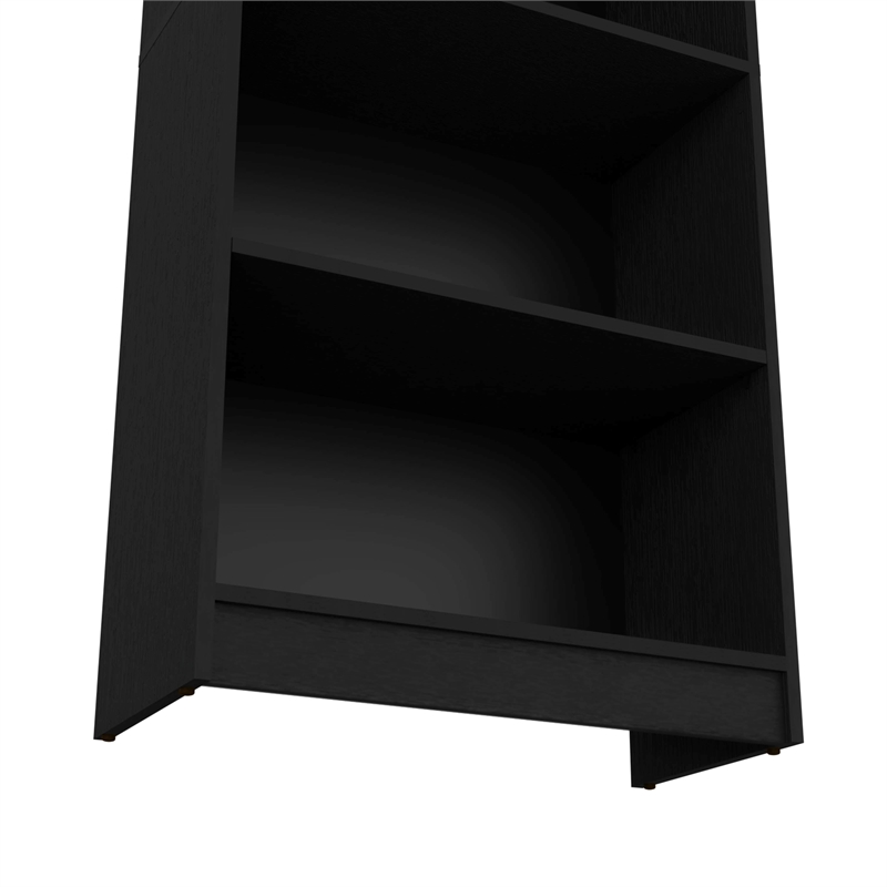 Home Square Engineered Wood 4 Shelves Bookcase in Black - Set of 2