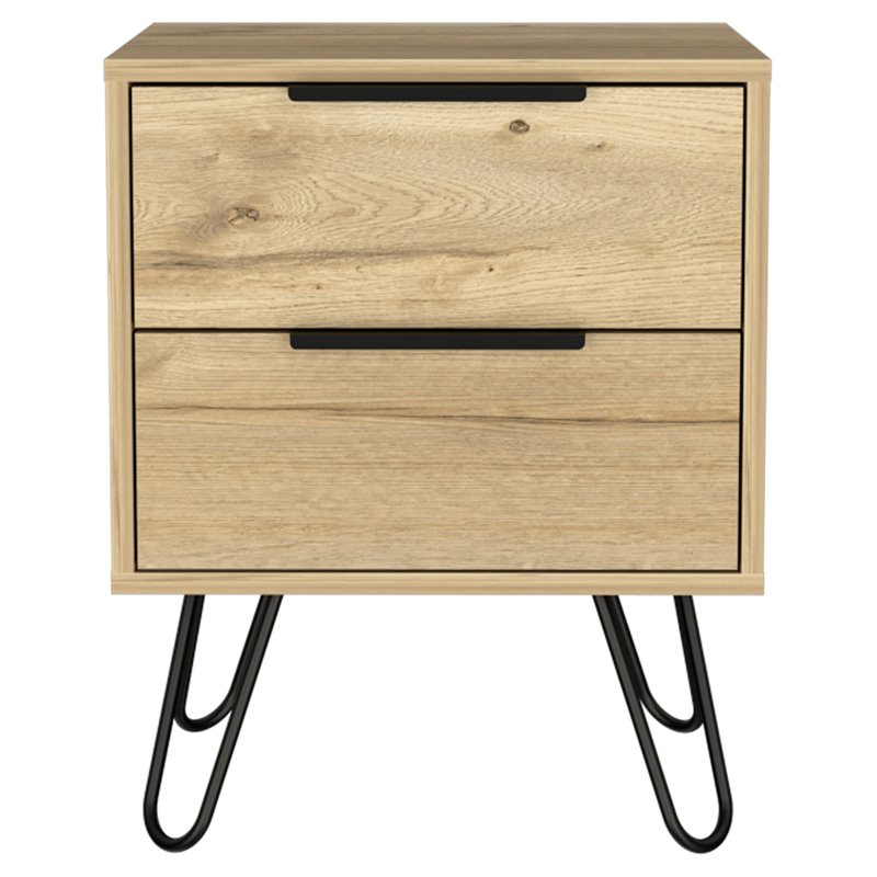 Home Square 2-Piece Set with 3 Drawers Dresser and Nightstand in Light Oak