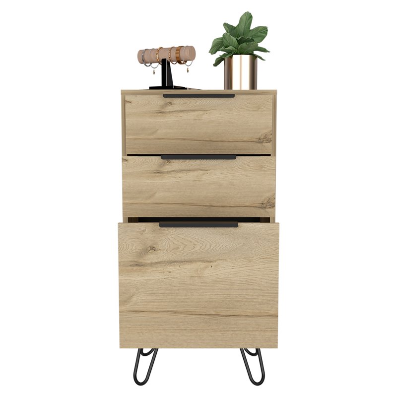 Home Square 2-Piece Set with 3 Drawers Dresser and Nightstand in Light Oak