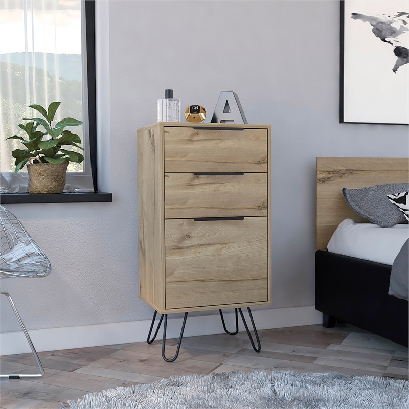 Home Square 2-Piece Set with 3 Drawers Dresser & Nightstand in Black