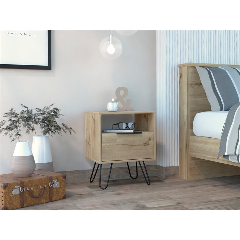 Home Square 2-Piece Set with 3 Drawers Dresser & Nightstand in Black