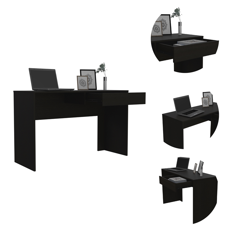 Home Square 2-Piece Set with Engineered Wood Writing Desk & Bookcase in Black
