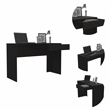 Home Square 2-Piece Set with Wood Computer Desk & Slim Bookcase in Black