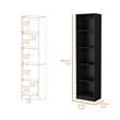 Home Square 2-Piece Set with Wood Computer Desk & Slim Bookcase in Black