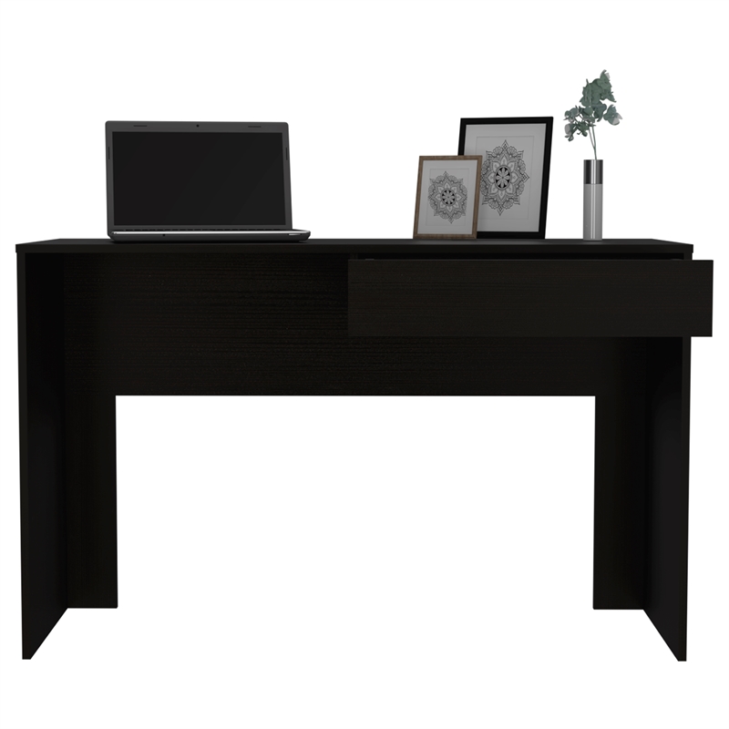 Home Square 2-Piece Set with Wood Computer Desk & Slim Bookcase in Black