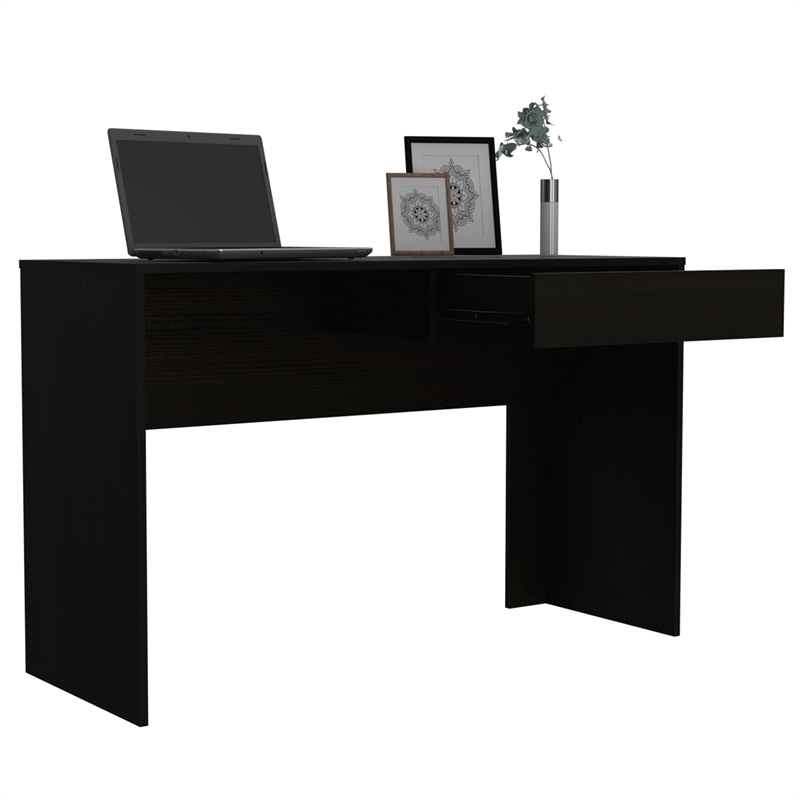 Home Square 2-Piece Set with Writing Desk and 2 Door Bookcase in Black