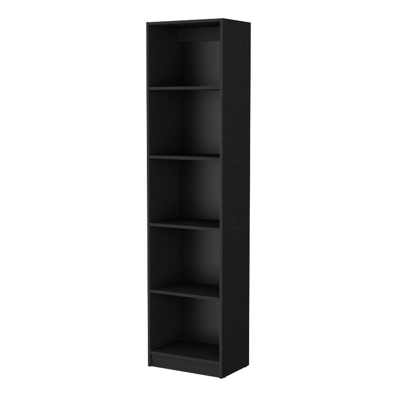 Home Square 2-Piece Set with L-Shaped Desk and Slim Bookcase in Black