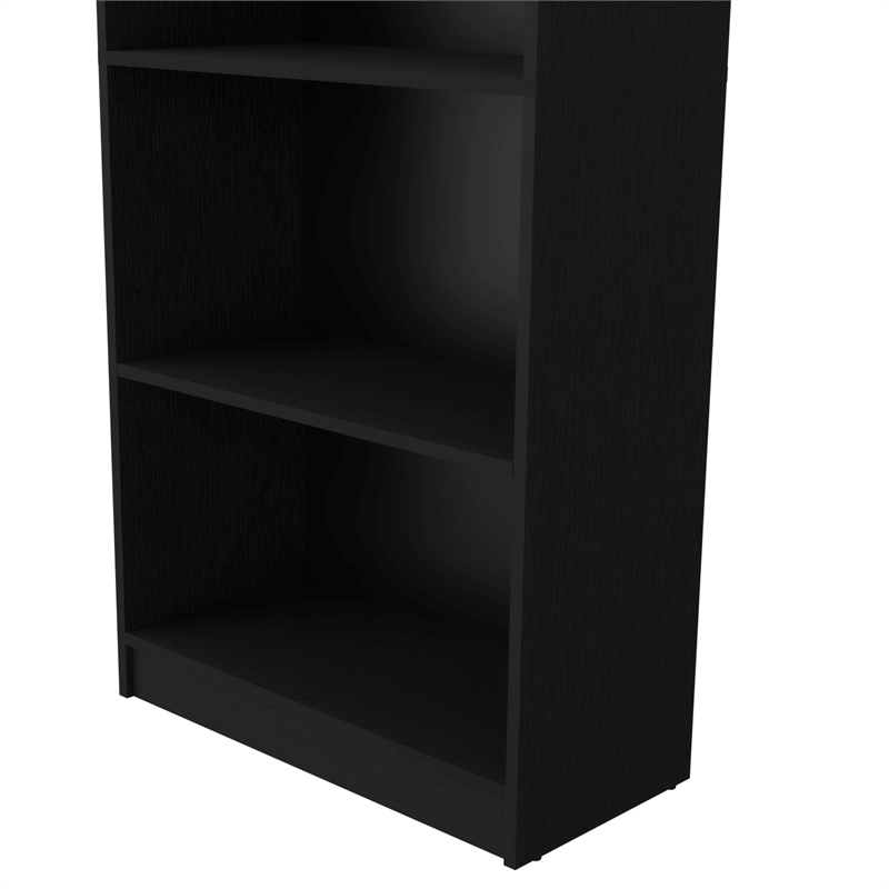 Home Square 2-Piece Set with L-Shaped Desk and 4 Shelves Bookcase in Black