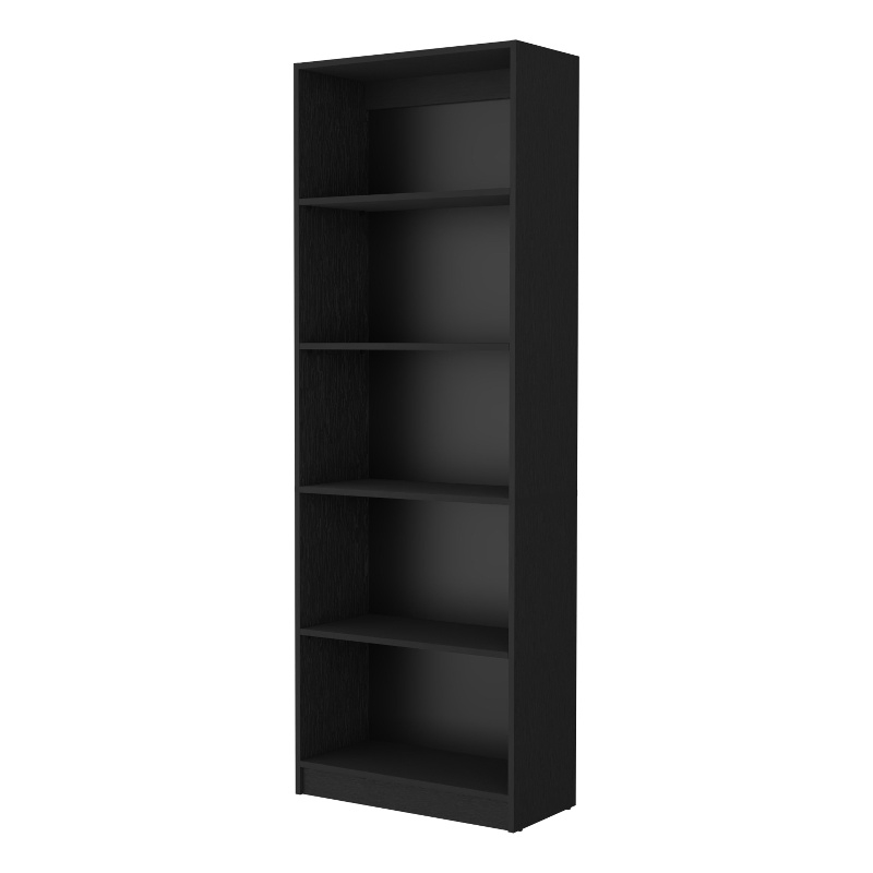 Home Square 2-Piece Set with L-Shaped Desk and 4 Shelves Bookcase in Black