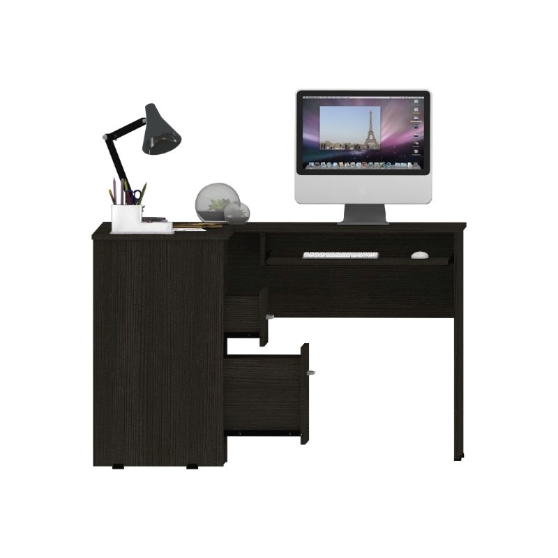 Home Square 2-Piece Set with L-Shaped Desk and 2 Door Bookcase in Black