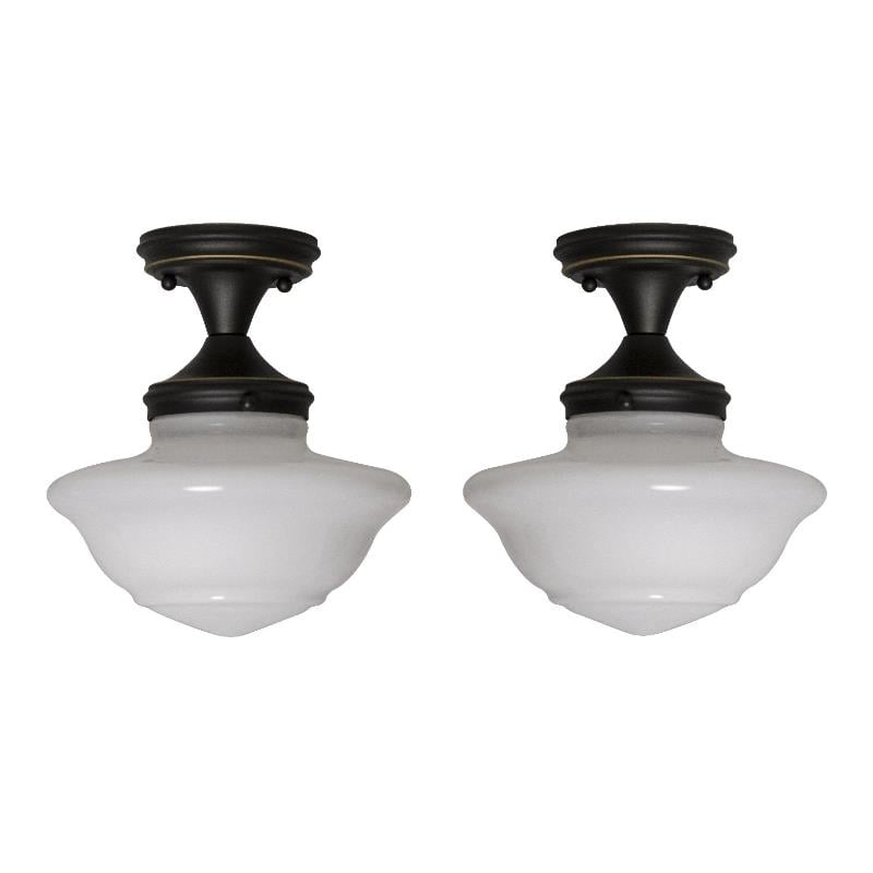 Home Square Stainless Steel Ceiling Light in Oil Rubbed Bronze - Set of 2