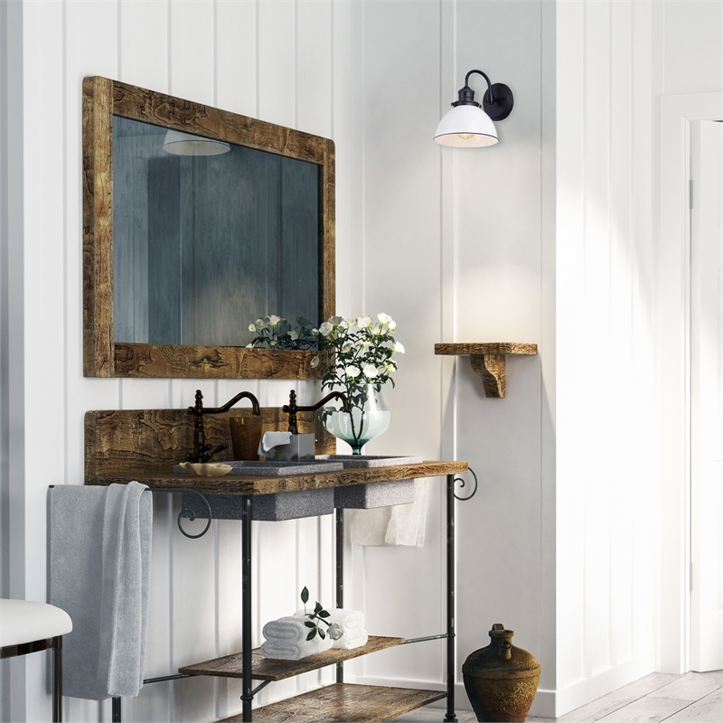 Home Square Stainless Steel Wall Light in Matte Black - Set of 2