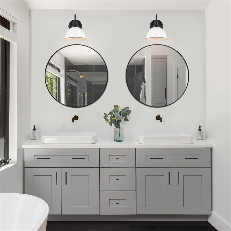 Home Square Stainless Steel Wall Light in Matte Black - Set of 2
