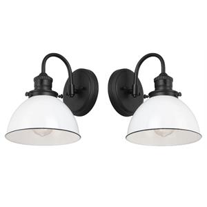 Home Square Stainless Steel Wall Light in Matte Black - Set of 2