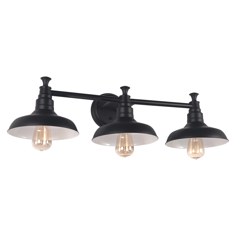 Home Square 3 Light Stainless Steel Vanity Light in Matte Black - Set of 2