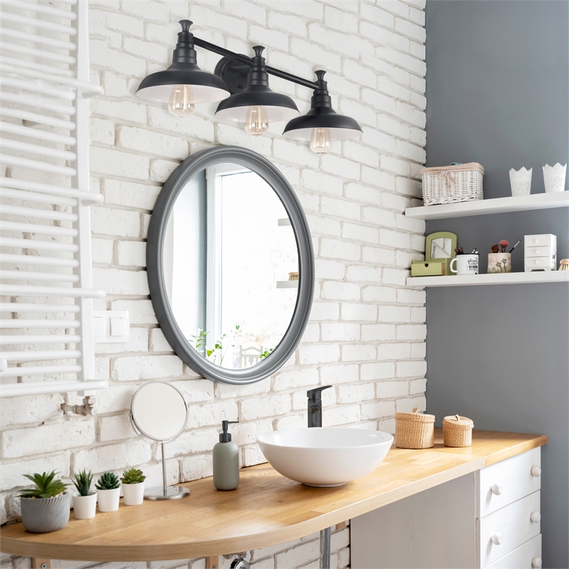 Home Square 3 Light Stainless Steel Vanity Light in Matte Black - Set of 2