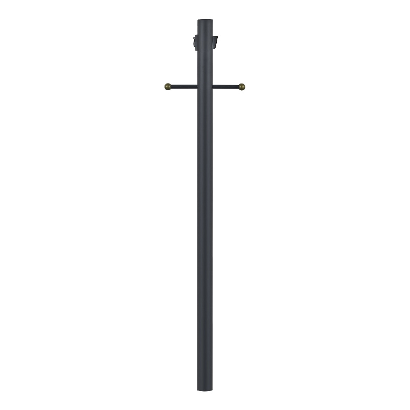Home Square Stainless Steel Lamp Post with Outlet in Black - Set of 2