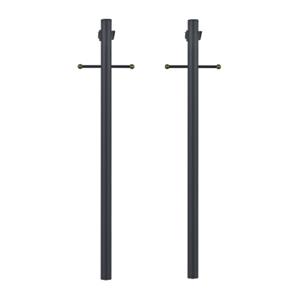 Home Square Stainless Steel Lamp Post with Outlet in Black - Set of 2