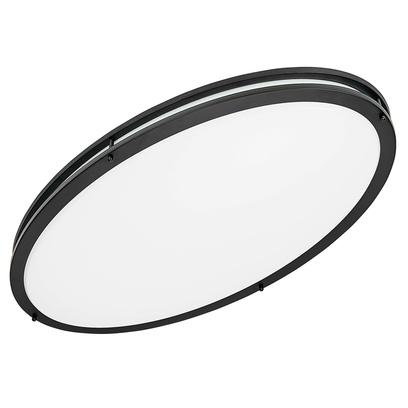 Home Square Metal LED Ceiling Light in Matte Black - Set of 2