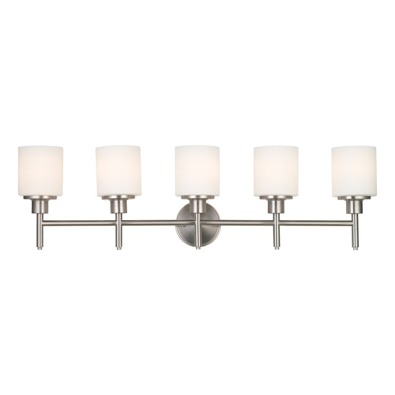 Home Square 5 Light Stainless Steel Vanity Light in Silver - Set of 2