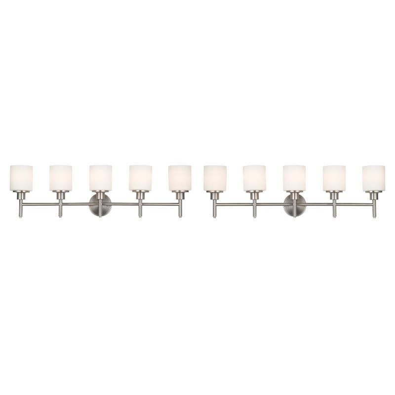 Home Square 5 Light Stainless Steel Vanity Light in Silver - Set of 2