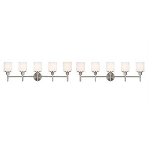 Home Square 5 Light Stainless Steel Vanity Light in Silver - Set of 2