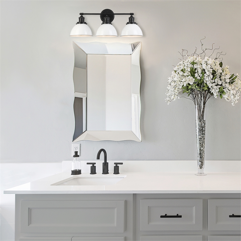 Home Square 3 Light Steel Vanity Light in Matte Black - Set of 2