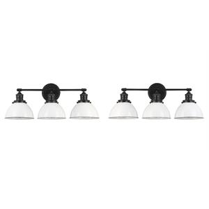 Home Square 3 Light Steel Vanity Light in Matte Black - Set of 2