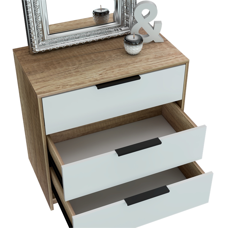 Home Square 2-Piece Set with 3 Drawer Engineered Wood Dresser and Nightstand