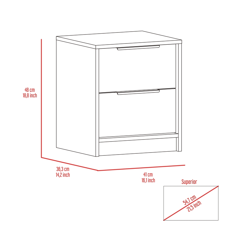 Home Square 2-Piece Set with Engineered Wood Nightstand and 3 Drawers Dresser