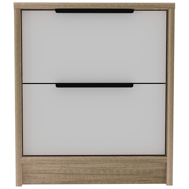 Home Square 2-Piece Set with Wood Four Drawer Dresser & Nightstand in White