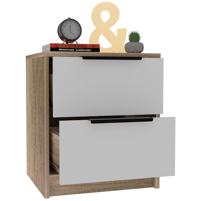 Home Square 2-Piece Set with Wood Four Drawer Dresser & Nightstand in White