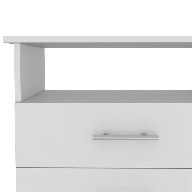 Home Square 2-Piece Set with Wood Four Drawer Dresser & Nightstand in White