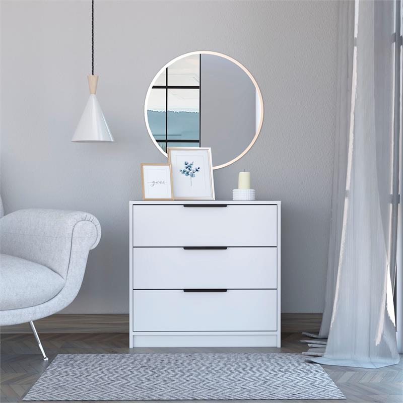 Home Square 3-Piece Set with 3 Drawer Dresser & 2 Nightstands in White