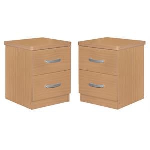 Home Square Faux Wood 2 Drawer Nightstand in Beech - Set of 2