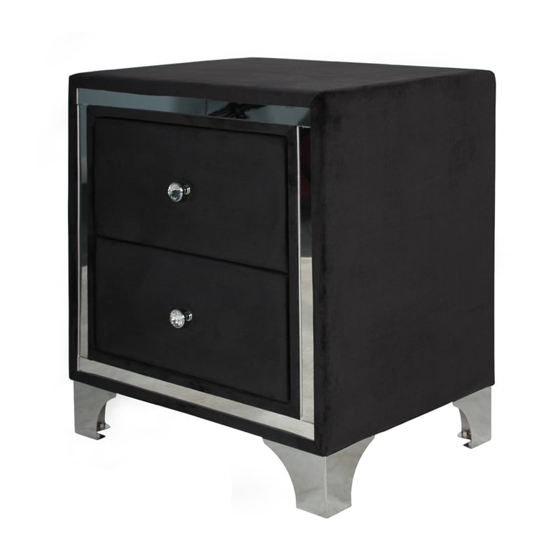 Home Square 2-Piece Set with Nightstand and Queen Platform Bed in Black