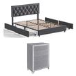 Home Square 2-Piece Set with 5 Drawer Chest & Full Size Platform Bed in Gray