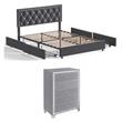 Home Square 2-Piece Set with 5 Drawer Chest & Queen Size Platform Bed in Gray