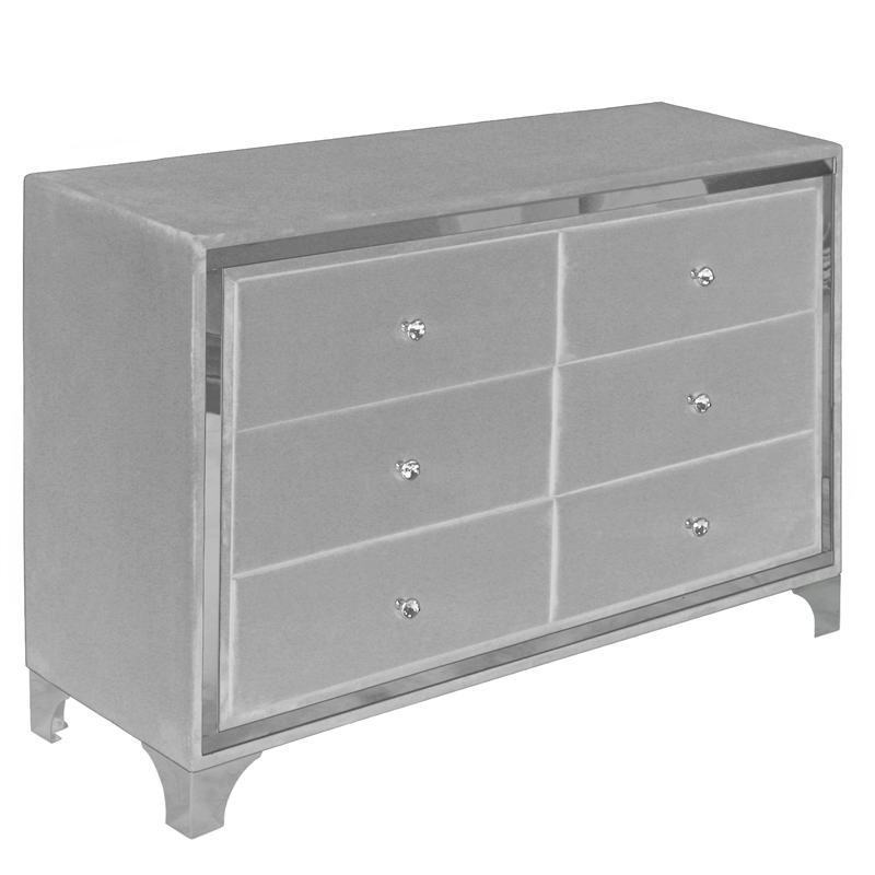 Home Square 2-Piece Set with Double Dresser & King Size Platform Bed in Gray