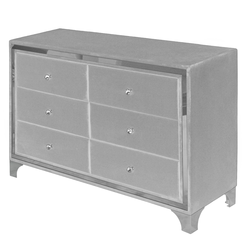 Home Square 2-Piece Set with Double Dresser & King Size Platform Bed in Gray