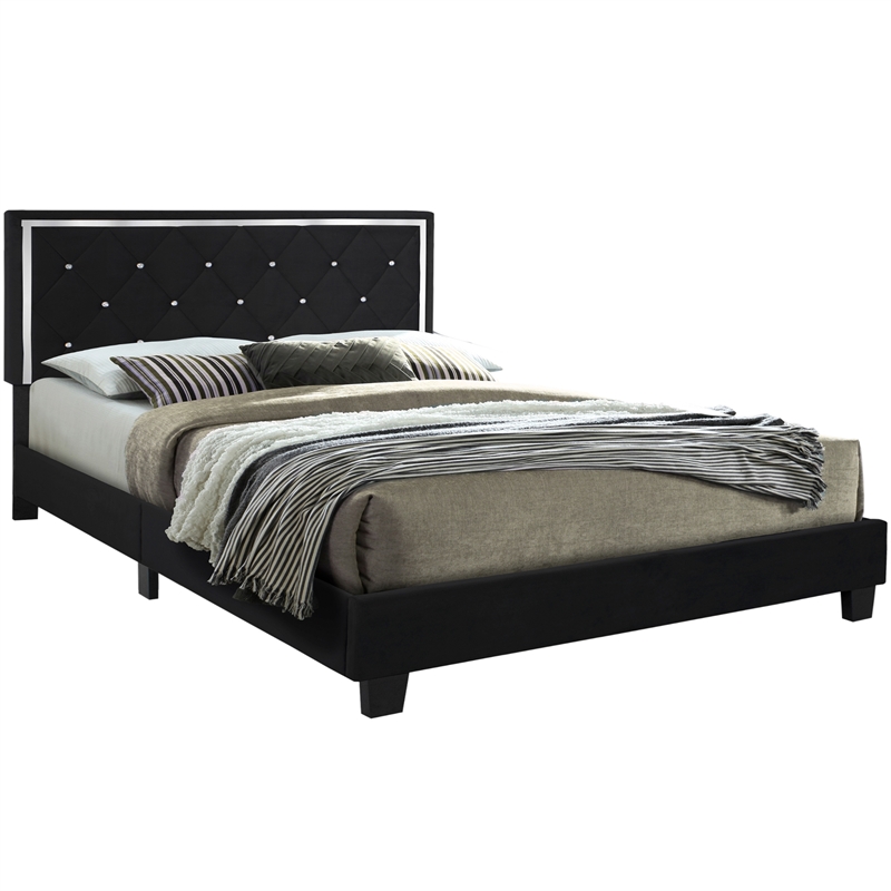 Home Square 3-Piece Set with King Platform Bed & 2 Nightstands in Black