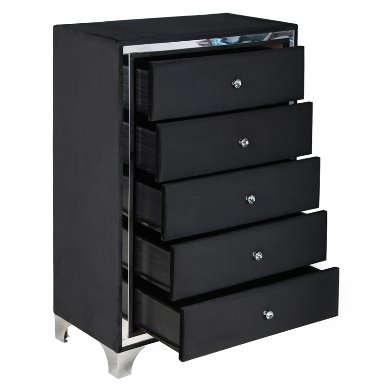 Home Square 3-Piece Set with Platform King Bed & Chest & Nightstand in Black