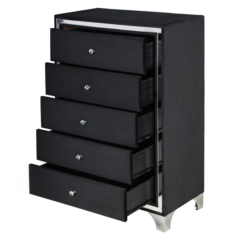 Home Square 3-Piece Set with Platform King Bed & Chest & Nightstand in Black
