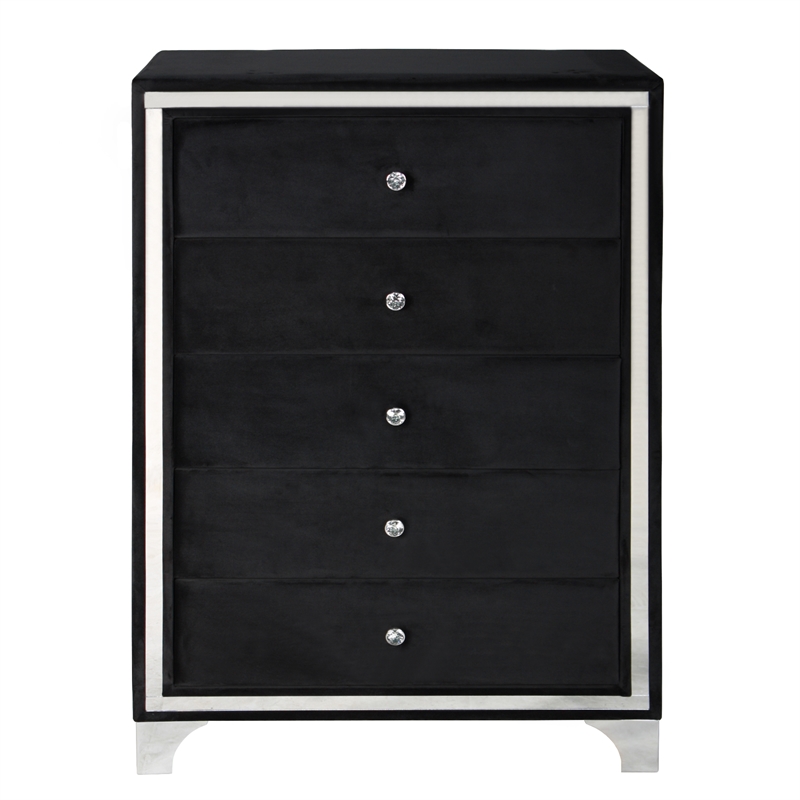 Home Square 3-Piece Set with Platform King Bed & Chest & Nightstand in Black