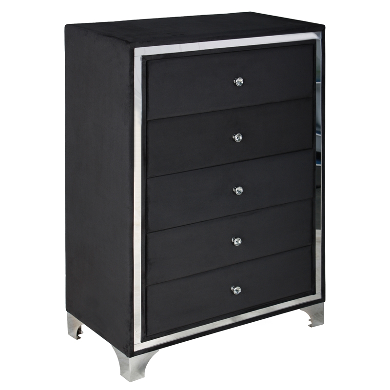 Home Square 3-Piece Set with King Platform Bed & Chest & Nightstand in Black