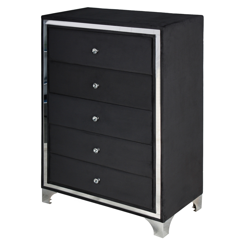 Home Square 3-Piece Set with King Platform Bed & Chest & Nightstand in Black