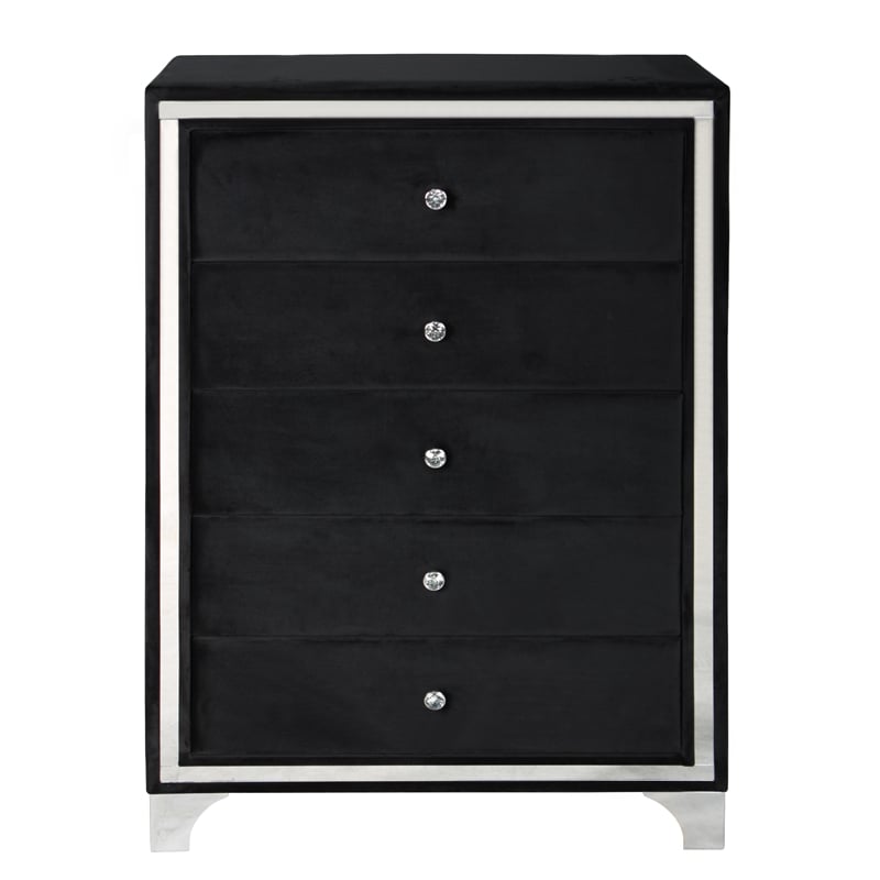 Home Square 3-Piece Set with Queen Platform Bed & Chest & Nightstand in Black