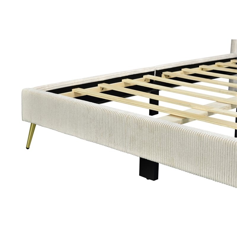 Home Square 2-Piece Set with Platform King Bed & 5 Drawer Chest in Cream