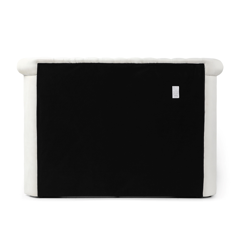 Home Square 2-Piece Set with Upholstered King Bed & 5 Drawer Chest in Cream