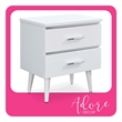 Home Square Two Deep Drawer Side Table in White Finish - Set of 2